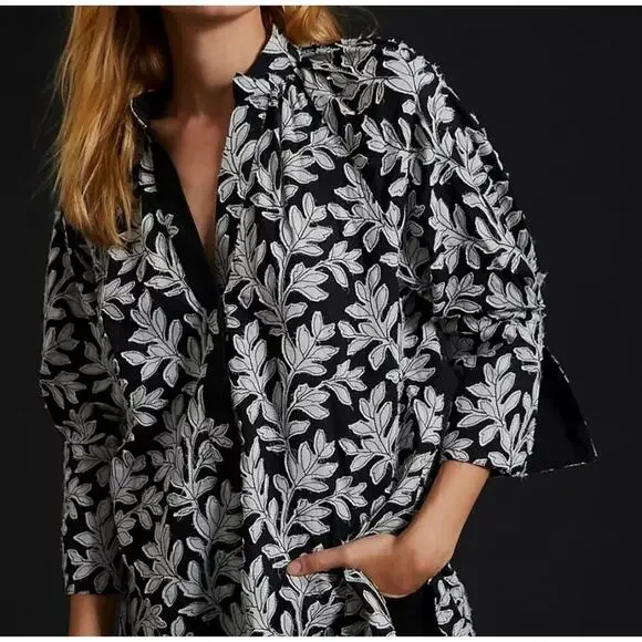 B18 Anthropologie Floral Blouse Top Womens Small Embroidered - Picture 2 of 8